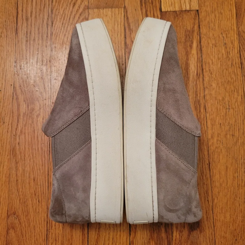 Vince‎ Suede Leather Platform Slip On WARREN Casual Shoes 7 Tan Gray Preppy